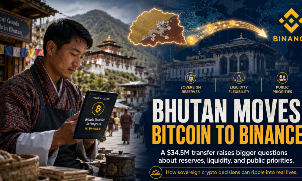 How Bhutan Raises a Huge Sovereign Traeasury Question with $34.5M Bitcoin Move to Binance