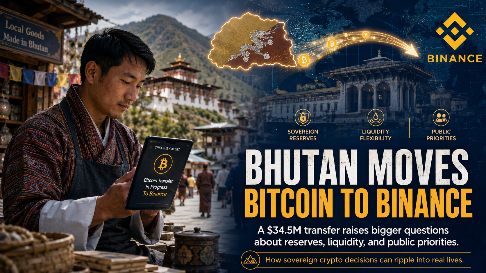 How Bhutan Raises a Huge Sovereign Traeasury Question with $34.5M Bitcoin Move to Binance
