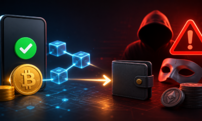 Crypto transaction shown as valid but leading to a fraudulent wallet and scam warning