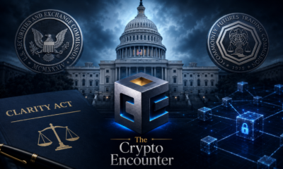 U.S. Capitol with SEC and CFTC symbols representing the CLARITY Act debate over crypto regulation as Congress considers new digital asset market rules.