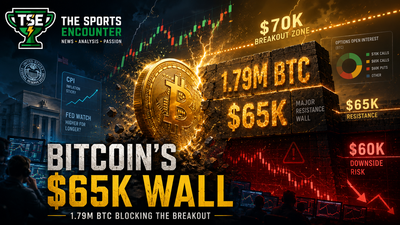 Bitcoin trapped between $60,000 downside risk and $70,000 upside bets as a 1.79 million BTC cost-basis cluster creates resistance near $65,000.
