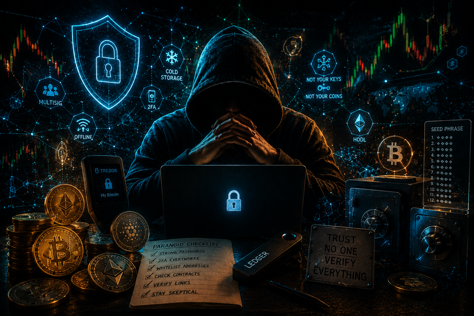 Paranoid Crypto Guardian in Neon Shadows