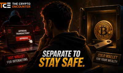 Crypto user separates a hot wallet used for DeFi transactions from a cold wallet holding savings, illustrating how wallet separation can limit losses from malicious approvals and compromised dApps.