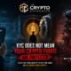 Cinematic VFX illustration showing **KYC fund protection** verification on a phone beside a Bitcoin vault and a collapsing crypto exchange with suspended withdrawals, insufficient liquidity, and insolvency warnings.