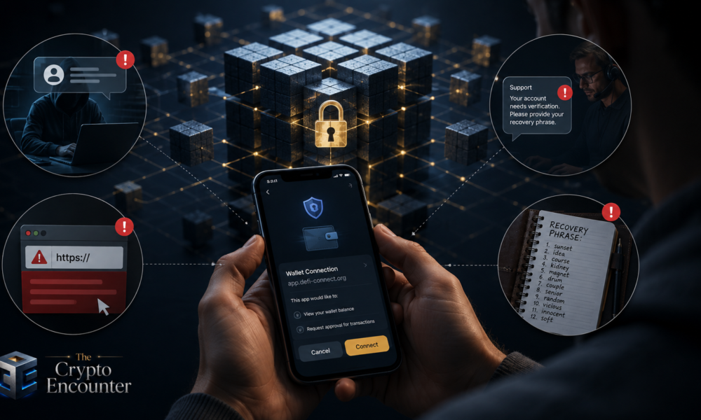 Crypto safety risks surrounding a user while the underlying blockchain remains technically secure