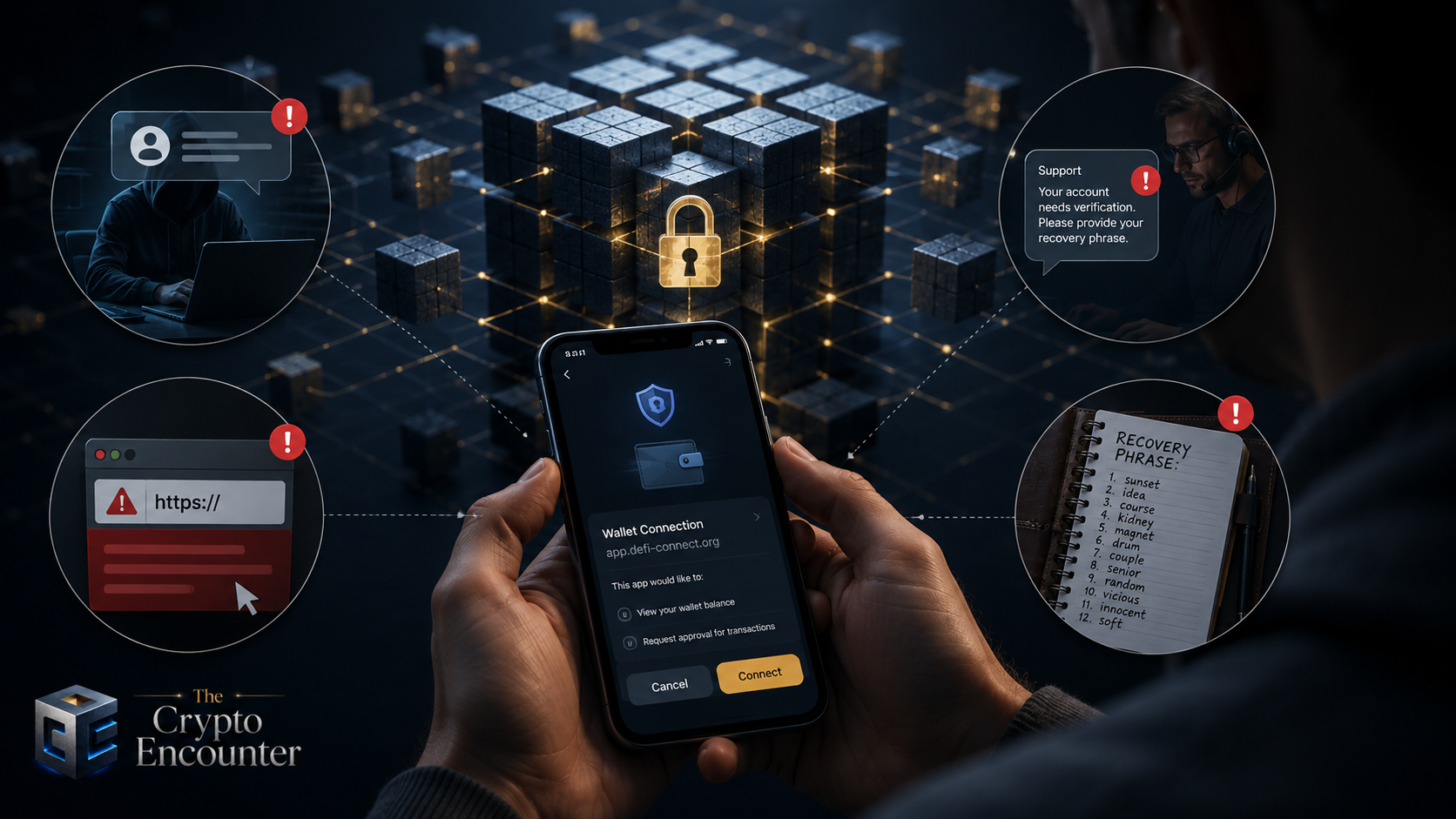 Crypto safety risks surrounding a user while the underlying blockchain remains technically secure
