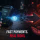 Crypto payments illustration showing a successful stablecoin payment facing refund, issuer, freeze, and redemption risks.