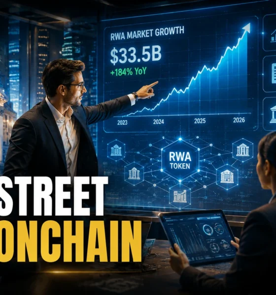 Financial professionals analyze tokenized stocks, Treasury assets and blockchain markets as real-world asset tokenization grows into a major institutional crypto sector.