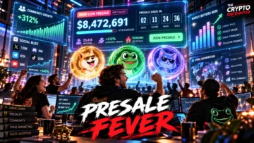 Crypto traders watching a meme coin presale dashboard as social-media hype, token pricing, community growth, liquidity and speculative demand converge around a new token launch.